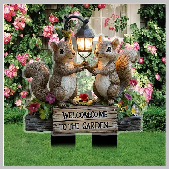 2D Lapos Akril Üdvözlő Tábla Két Bájos Mókussal – LH1394773