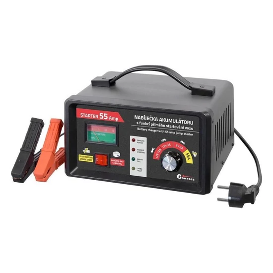 Akkumulátortöltő és indító STARTER funkcióval – 6/12V, 2/10/55A 07156-y