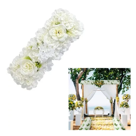 Művirág falpanel fehér virágokkal – 50 × 20 cm EP642643