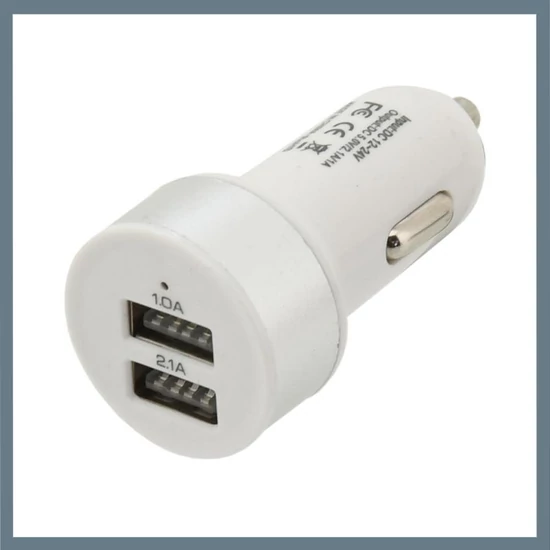 Autós USB adapter – 2 portos, 12/24V szivargyújtóhoz, 5V/2100mA kimenettel 07406