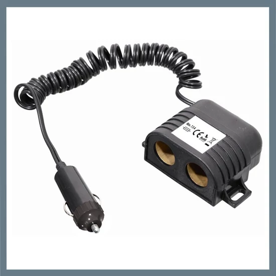 Autós szivargyújtó elosztó – 12/24V, 2 aljzattal, 80 cm-es kábellel 07418