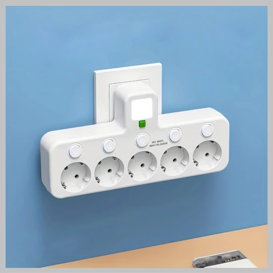 5 kimenetes elosztó fali aljzathoz éjszakai fénnyel EF1778382