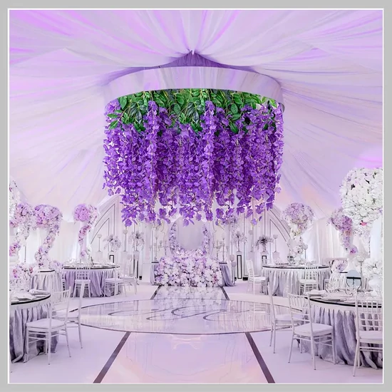 32 db  Élethű Lila Glicinia Akasztós Művirág – 110 cm GD1650079