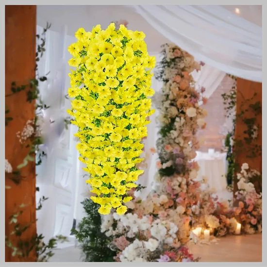 4 db UV-álló Függő Művirág – 77 cm – Élénk Sárga HT3286715