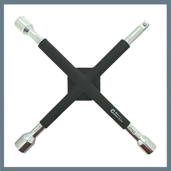 Erősített kereszt kerékkulcs 17-19-21 mm + 1/2