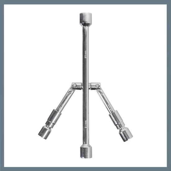 Összecsukható kereszt kerékkulcs 17-19/21-23 mm – TÜV, GS minősítéssel 09413