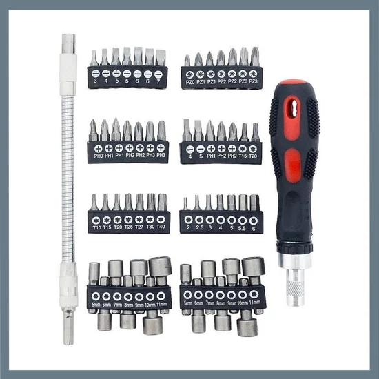 Racsnis csavarhúzó készlet – 58 részes 09505