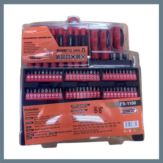 Fischer Kraft Csavarhúzó és Bit Készlet – 100 darabos FS-1100