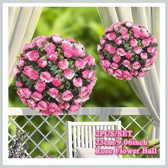 Műrózsa dekorációs gömb – 2 db-os szett (23 cm) rózsaszín CT2402571-r