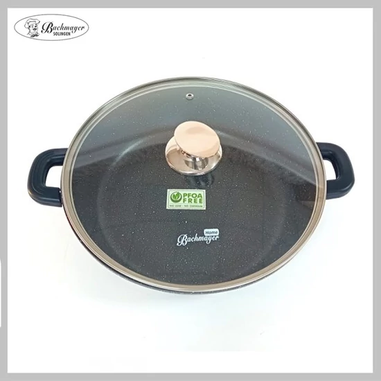 Bachmayer BM-7771-28 Márvány Bevonatú Főzőedény – 28 cm, 3,8 liter – Üvegfedővel