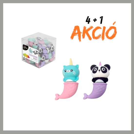 KIDEA Illatos Radír – Unikornis Macska és Panda Sellőfigurás  4+1 AKCIO GMZKPKA-akcio
