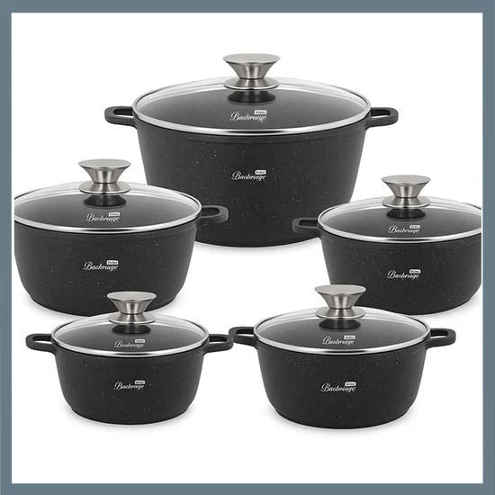 Bachmayer 10 részes gránit bevonatos edénykészlet, fekete BM-7816