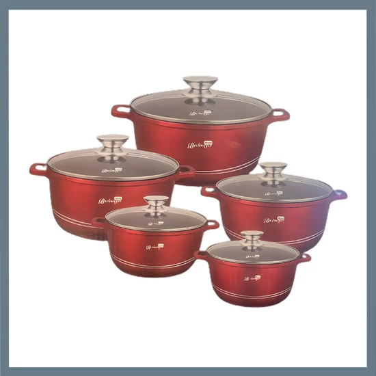 Bachmayer 10 részes prémium gránit bevonatos edénykészlet, piros BM-8822