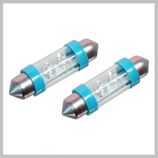 Autós LED izzó 4LED – 12V SV8.5 (11×39 mm), kék (2 darabos szett) 33723