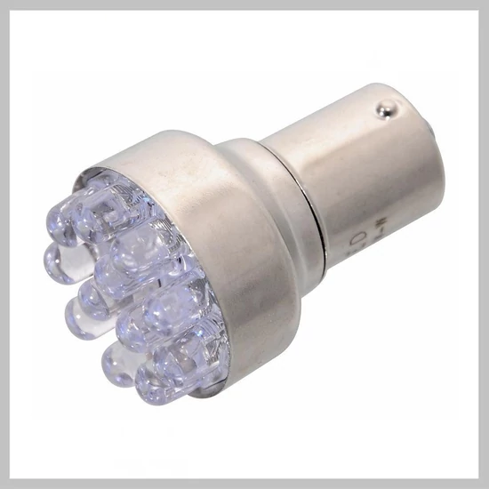 Autós LED izzó 12LED – 12V Ba15s, fehér (1 darab) 33729