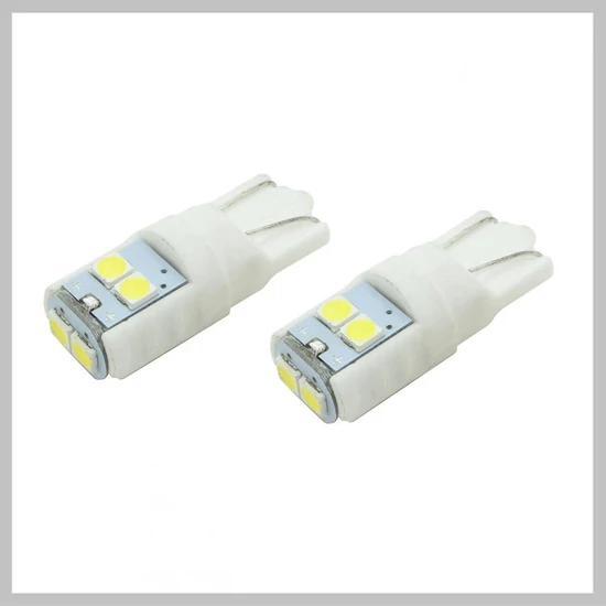 Autós LED izzó 6LED 3030 – 12V T10, fehér (2 darabos szett) 33776
