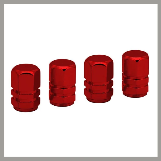 Dekoratív Szelepvédő Sapka – Piros, 4 darabos szett 32332