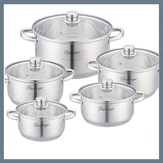 Bachmayer 10 részes rozsdamentes acél edénykészlet BM-3010
