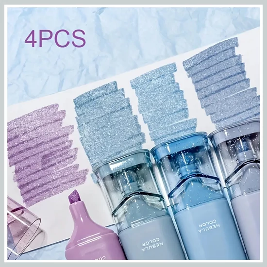 4 darabos csillámos highlighter készlet (Nebula Color) DW507694-nc