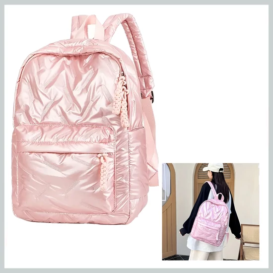 Fényes steppelt hátizsák rózsaszín EQ1913613-r