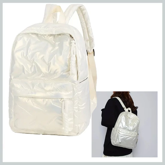 Fényes steppelt hátizsák fehér EQ1913613-w