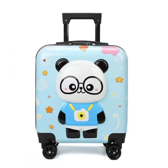 Gyerek gurulós bőrönd – Kék panda mintáva WP07