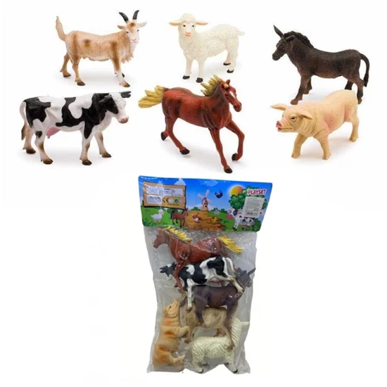 6 db Valósághű Háziállat, Tarka, 18 cm - 20 cm NG8-20