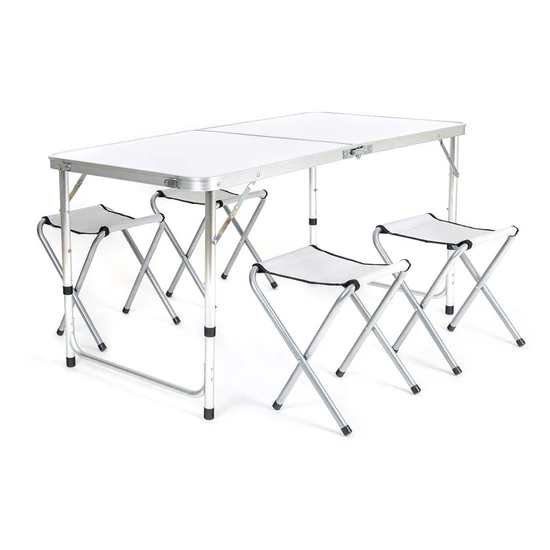Összecsukható kempingasztal szett 4 székkel – alumínium vázzal 50303000
