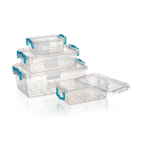 Tárolódoboz szett – 5 darabos, átlátszó, zárható fedéllel 55081006