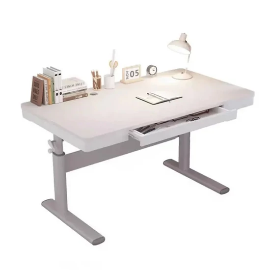 Állítható magasságú íróasztal fiókkal, fehér, 120x60 cm holm0696