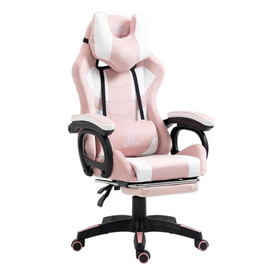 „STUDENT” gamer szék lábtartóval és masszázspárnával – pink KO23R