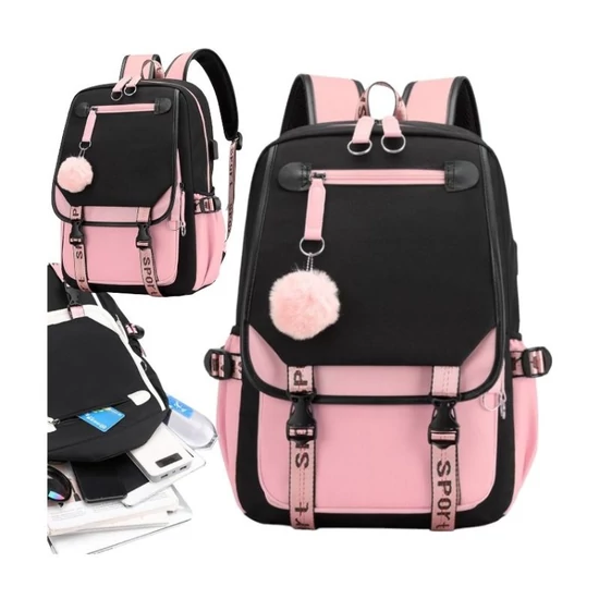 Ifjúsági iskolai hátizsák USB csatlakozóval – nagy szett, PL156R