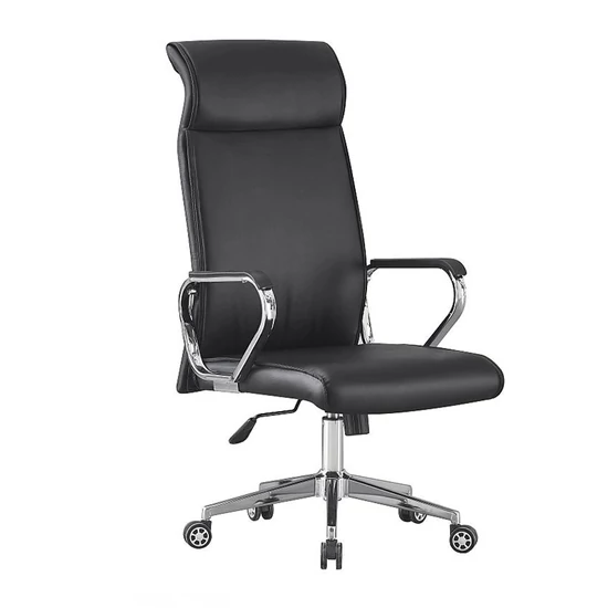 Ergonomikus Irodai Szék – Ökobőr  Krómozott Lábazat, Állítható Magasság 9024H