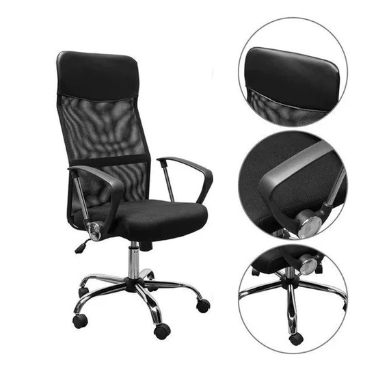 Ergonomikus Irodai Szék –  Magas Háttámlával, Állítható Magasság, Fekete HS305