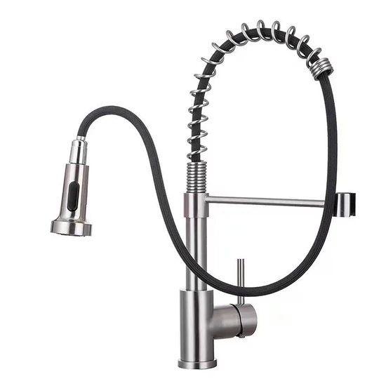 Teleszkópos konyhai mosogató csaptelep - 360°-ban forgatható zuhanyfejjel, ezüst holm8628