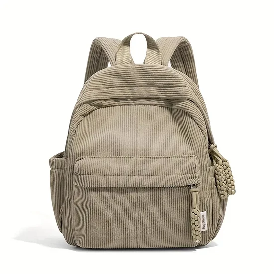 Kordbársony  hátizsák – több zsebbel, modern stílusban khaki AA342667-k