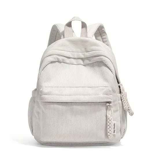 Kordbársony  hátizsák – több zsebbel, modern stílusban fehér AA342667-w