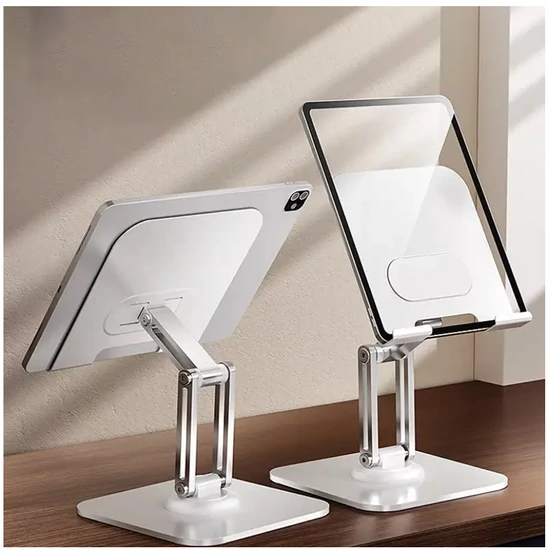 Asztali telefon- és tabletállvány, összecsukható, állítható magasságú  fehér  MX490592-w