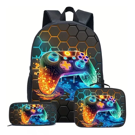 Neon Gamer 3 részes táska szett – Hátizsák, Ebédtáska és Tolltartó EF2220153  