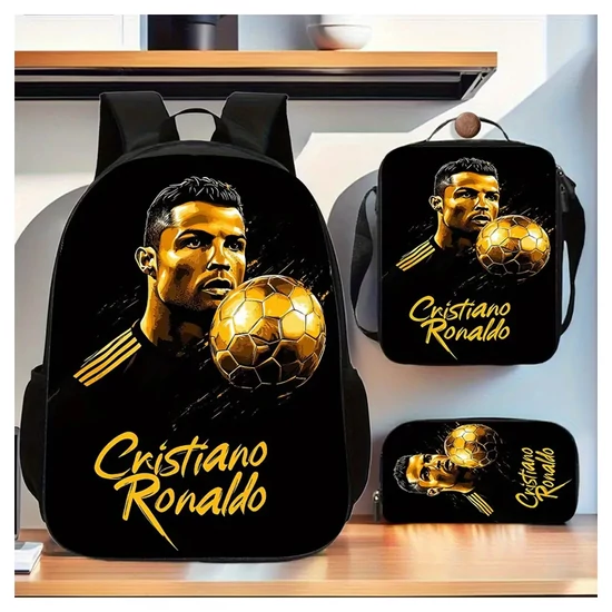 CR7 Aranylabdás 3 Részes Táska szett – Hátizsák, Ebédtáska és Tolltartó RL4794720