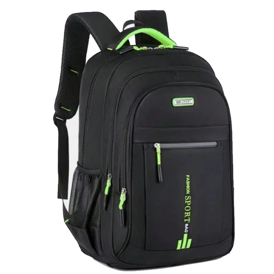 Fekete sportos hátizsák zöld részletekkel 56623439