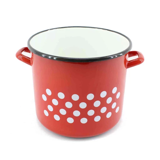 Zománcozott piros fazék fehér pöttyökkel 23 cm 5999036107898