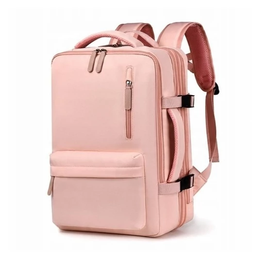 Vízálló utazó hátizsák USB csatlakozóval – kézipoggyász repülőgépre - rózsaszín PL178