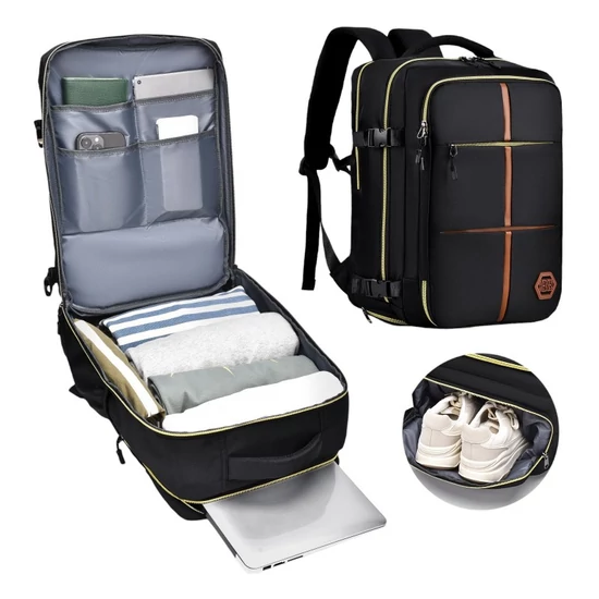 Vízálló utazó hátizsák – kézipoggyász méretű fekete PL179