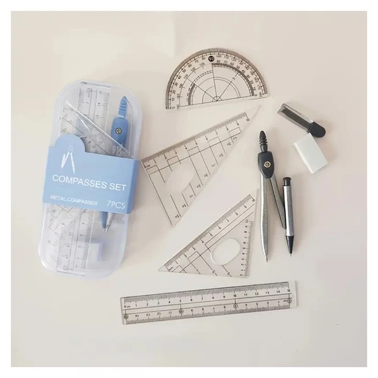 7 részes  Körzőkészlet és Vonalzók Tokban NB615024