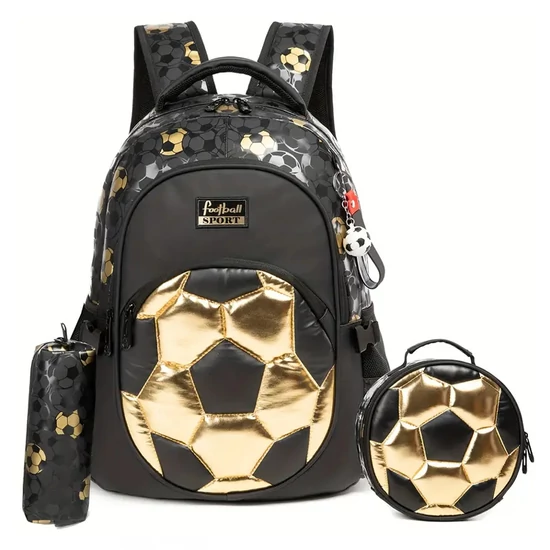 3 részes Fiús Focis Táskaszett – Iskolatáska, Kézitáska és Tolltartó MK929442