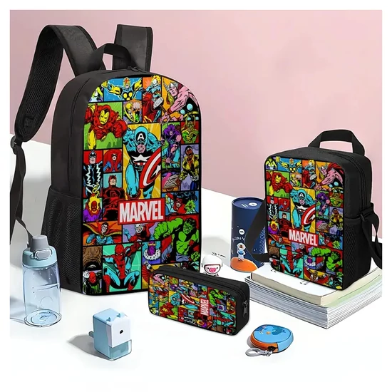 Marvel 3 az 1-ben Táska Szett – Iskolatáska, Ebédtáska és Tolltartó PN1994536