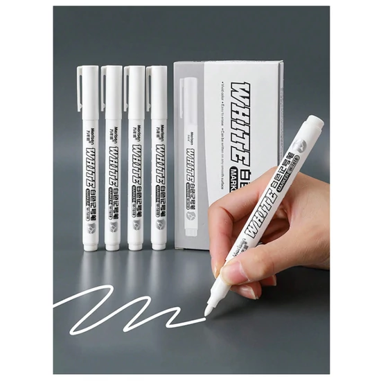 4 db fehér vízálló jelölőtoll készlet – Vékony hegyű, univerzális használatra 14917173