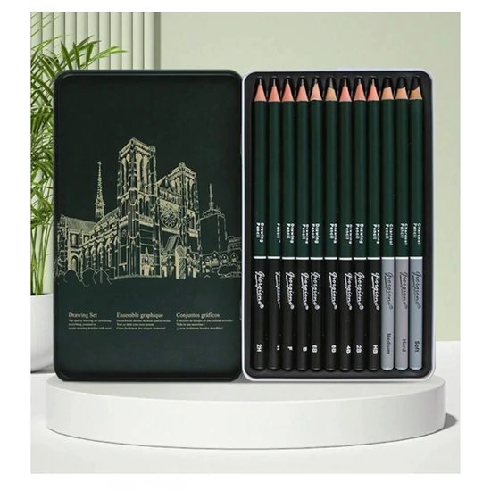 12 darabos művészi rajzceruza készlet fémdobozban – 50082765-12