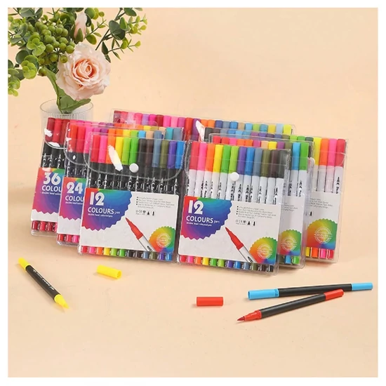12 darabos kétvégű színes filctoll készlet – Alap kreatív színezéshez 57802538-12